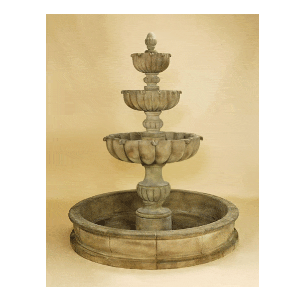 Urbino Grande Tall Three Tier Pond Outdoor Cast Stone Garden Fountain Fountain Tuscan 