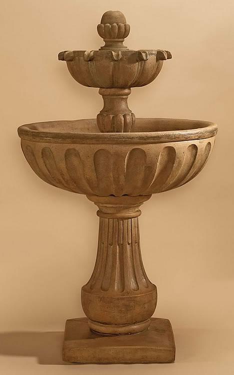 Valeria Two Tier Outdoor Cast Stone Garden Fountain Fountain Tuscan 