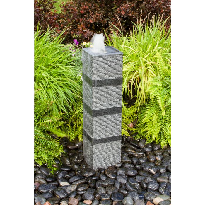 Real Stone Fountains ABHF90 Banded Square Tower Fountain Fountain Blue Thumb 