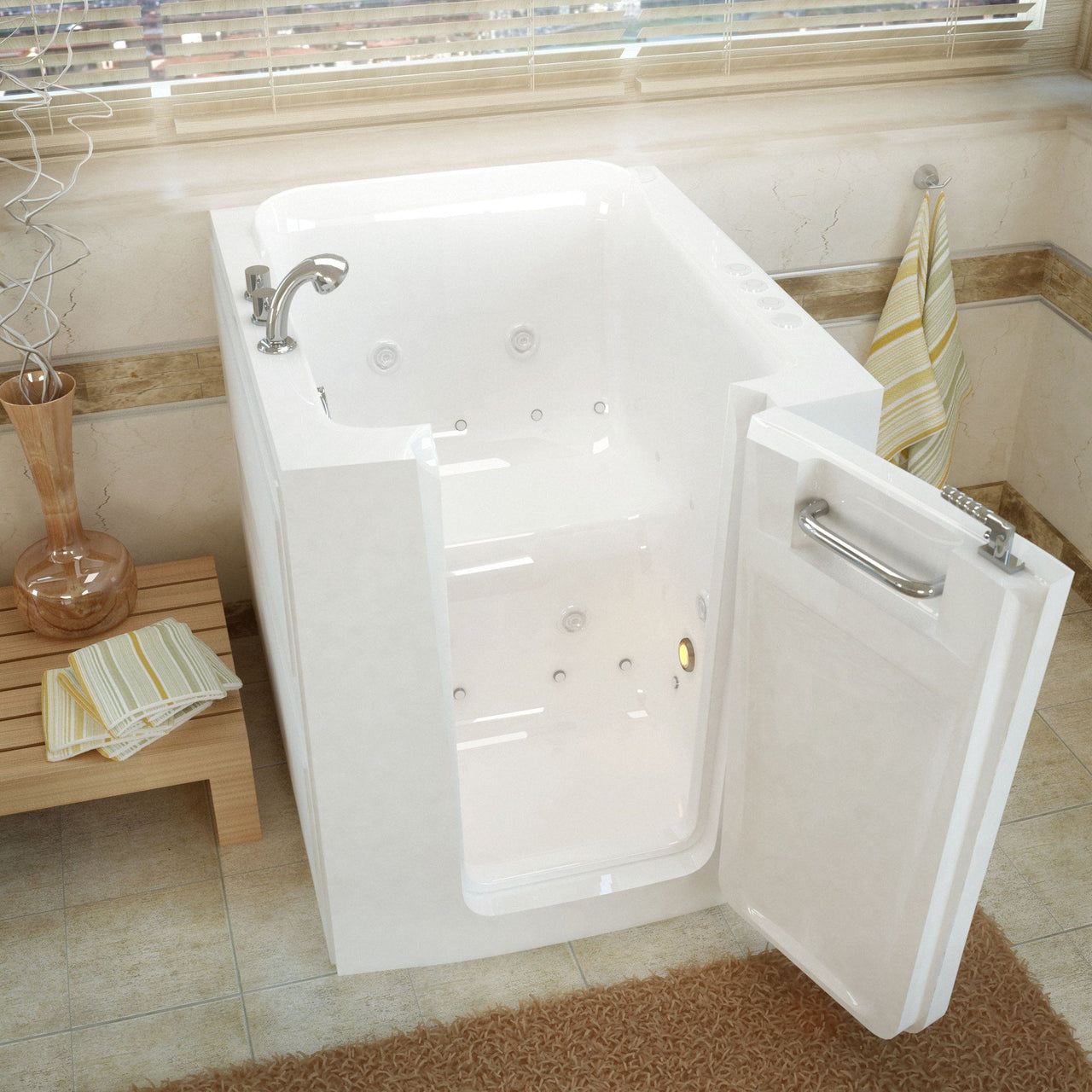 MediTub Walk-In 32 x 38 Right Door White Whirlpool & Air Jetted Walk-In Bathtub Walk In Tubs MediTub 