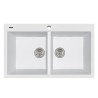 Thumbnail for Latoscana Elegance Series Double Basin Drop-In Kitchen Sink Kitchen Sinks Latoscana Milk White 