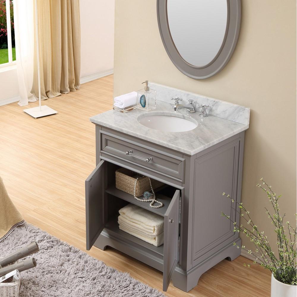 Derby 30" Cashmere Grey Single Sink Bathroom Vanity And Faucet Vanity Water Creation 