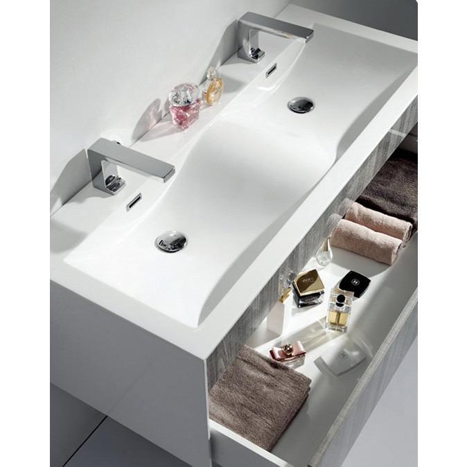 Eviva Ashy 48" Wall Mount Modern Vanity Set High Gloss Ash Gray with White Integrated double Sink Vanity Eviva 