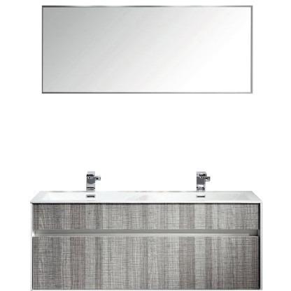 Eviva Ashy 48" Wall Mount Modern Vanity Set High Gloss Ash Gray with White Integrated double Sink Vanity Eviva 