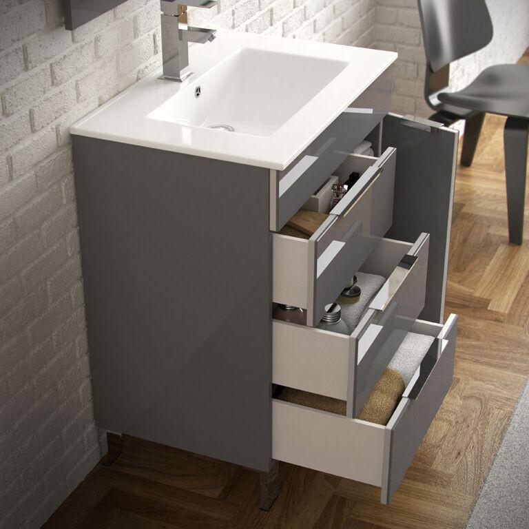 Eviva Geminis® 39" Grey Modern Vanity with White Integrated Porcelain Sink Vanity Eviva 