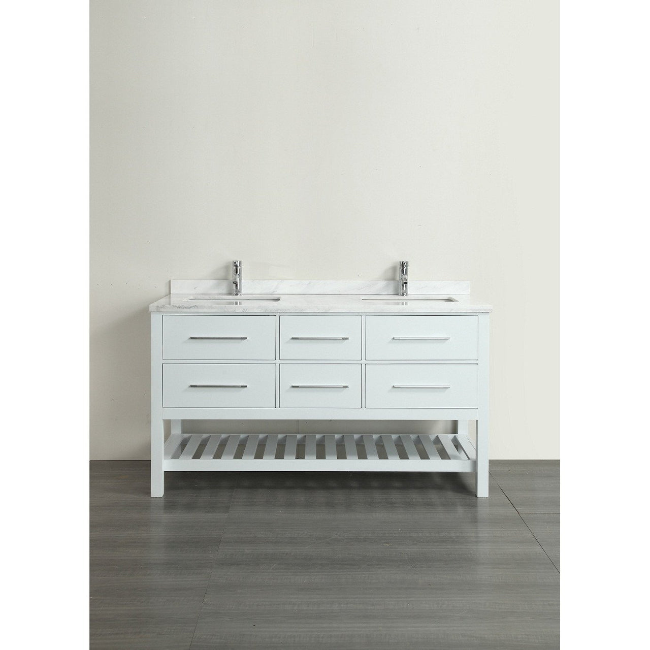 Eviva Natalie F.® 60"White Vanity with White Carrera Marble Counter-top Vanity Eviva 