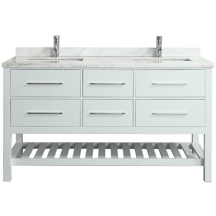 Eviva Natalie F.® 60"White Vanity with White Carrera Marble Counter-top Vanity Eviva 