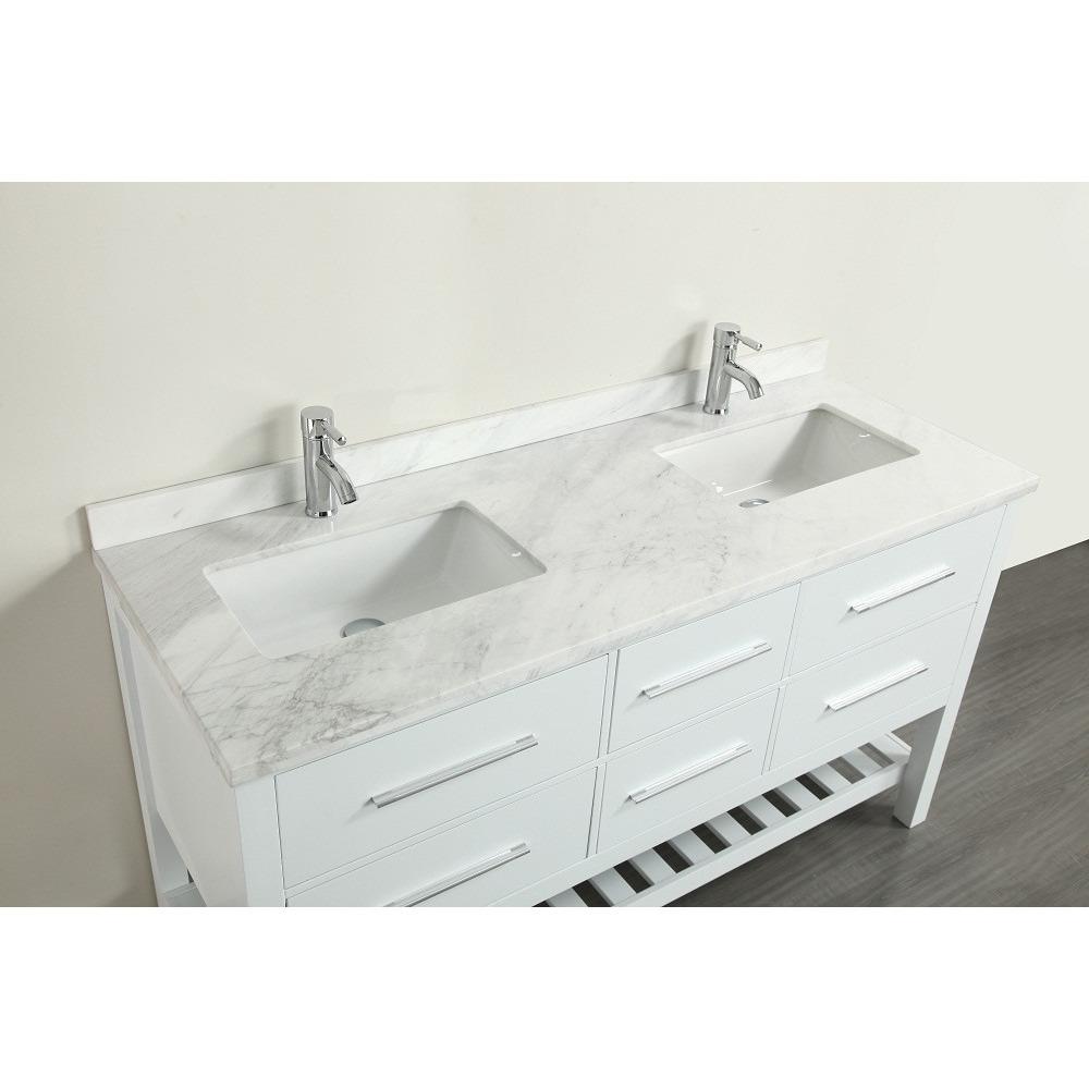 Eviva Natalie F.® 60"White Vanity with White Carrera Marble Counter-top Vanity Eviva 