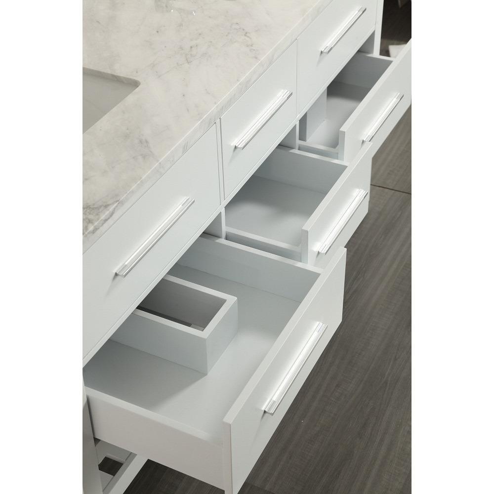 Eviva Natalie F.® 60"White Vanity with White Carrera Marble Counter-top Vanity Eviva 