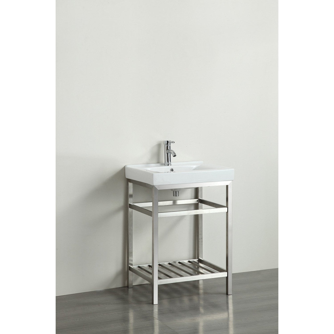 Eviva Stone® 24" Vanity Stainless Steel with White Integrated Porcelain Top Vanity Eviva 