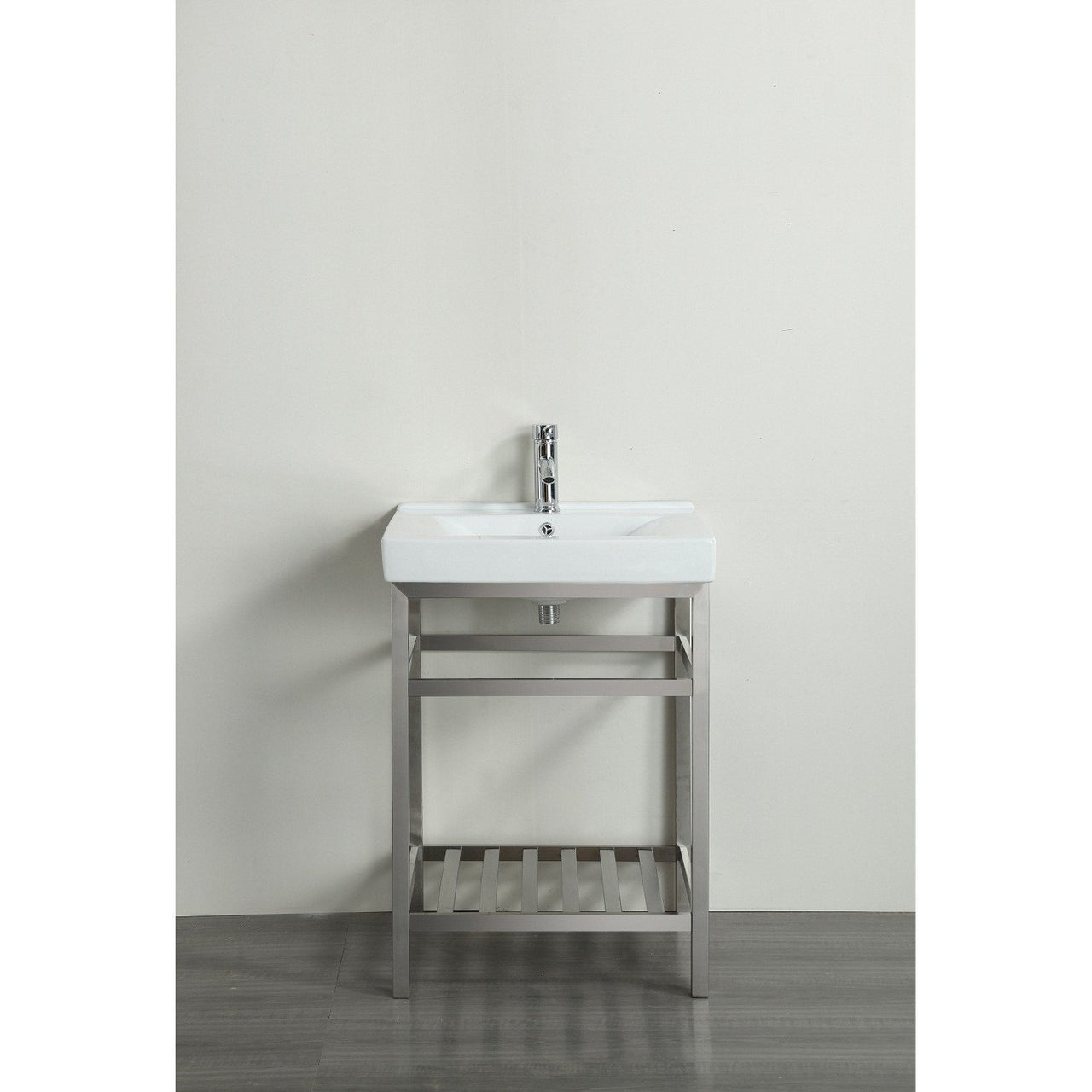 Eviva Stone® 24" Vanity Stainless Steel with White Integrated Porcelain Top Vanity Eviva 