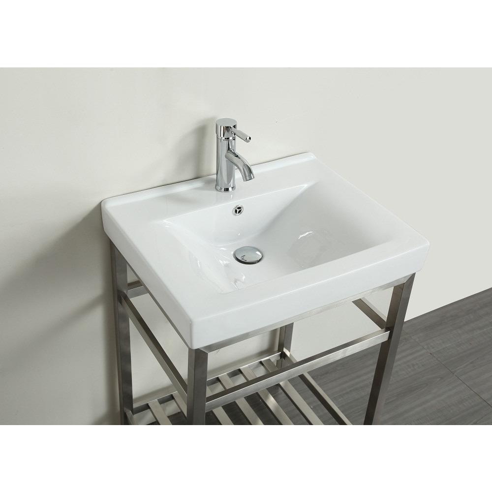 Eviva Stone® 24" Vanity Stainless Steel with White Integrated Porcelain Top Vanity Eviva 