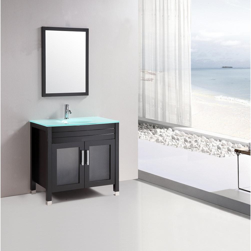 Eviva Roca 36" Espresso Bathroom Cabinet with Integrated Glass Tempered Sink Vanity Eviva 