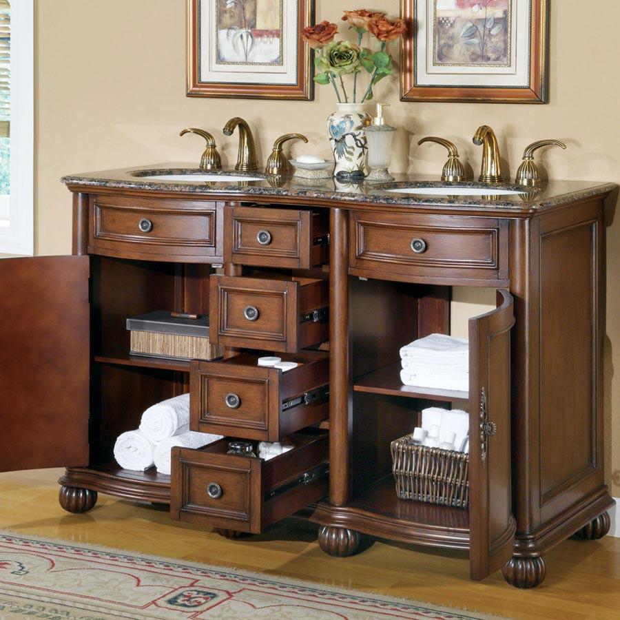 Silkroad 52" Traditional Double Sink Bathroom Vanity Vanity Silkroad Exclusive 