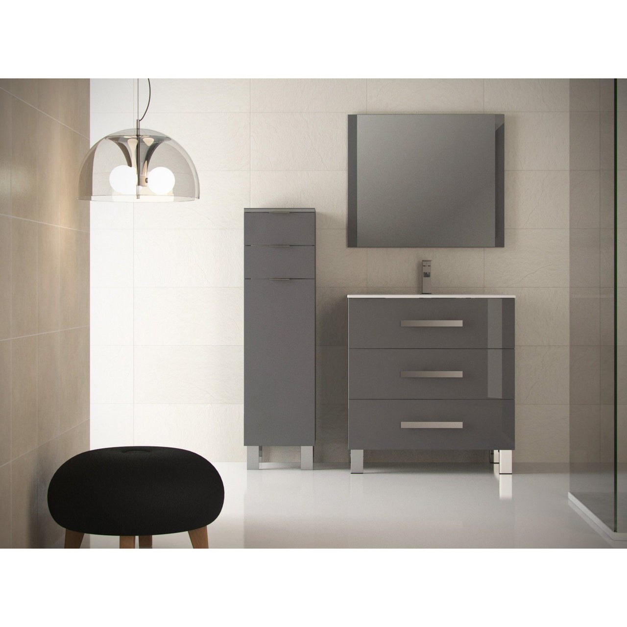 Eviva Libra® 31.5" Gray Modern Vanity Wall Mount with White Integrated Porcelain Sink Vanity Eviva 