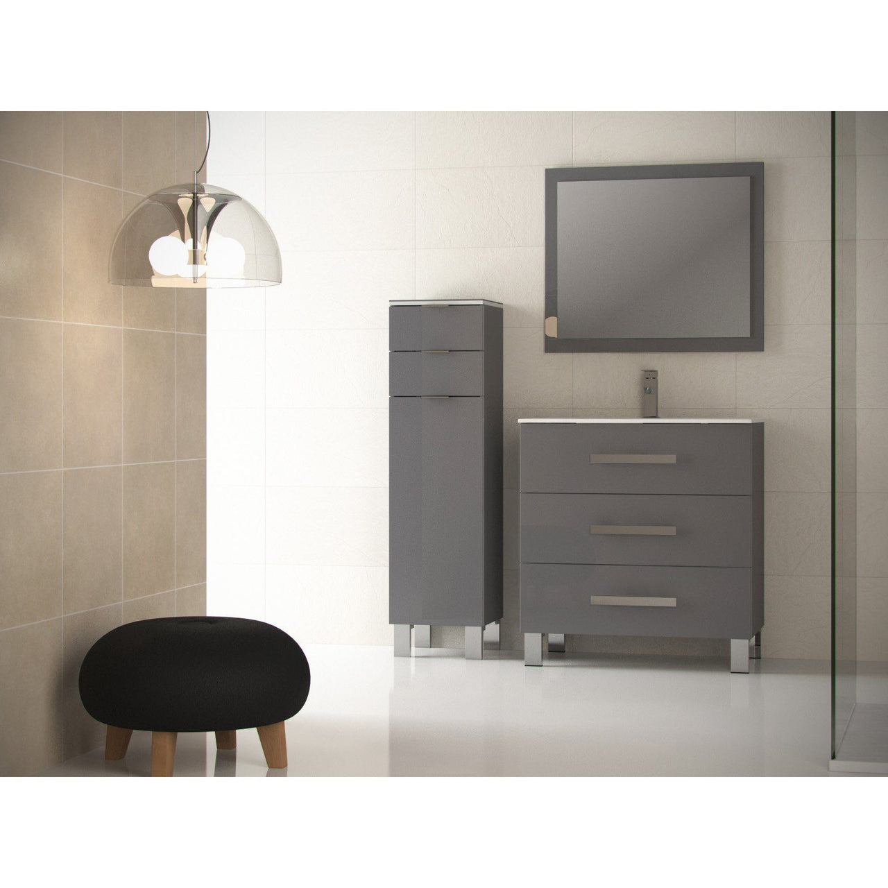 Eviva Libra® 31.5" Gray Modern Vanity Wall Mount with White Integrated Porcelain Sink Vanity Eviva 