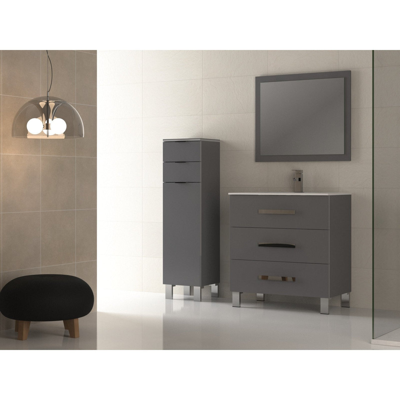 Eviva Libra® 31.5" Gray Modern Vanity Wall Mount with White Integrated Porcelain Sink Vanity Eviva 