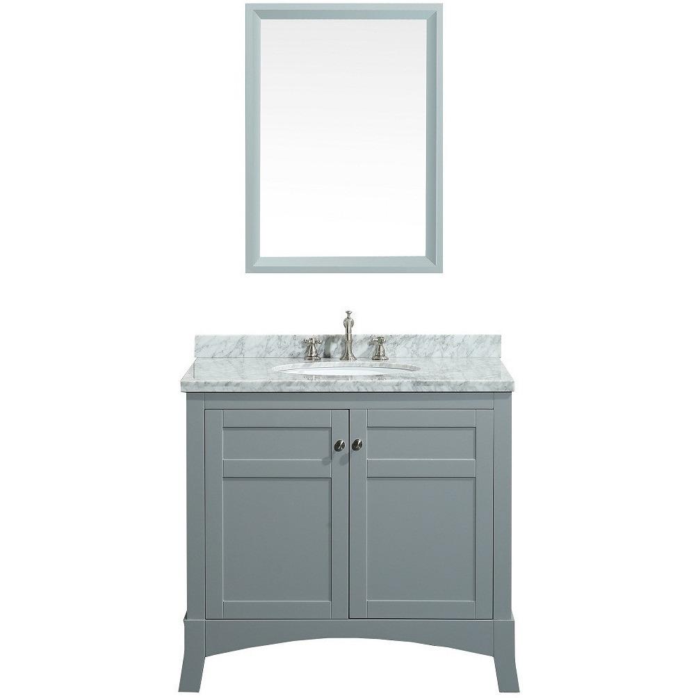 Eviva New York 30" Grey Vanity, with White Marble Carrera Counter-top, & Sink Vanity Eviva 