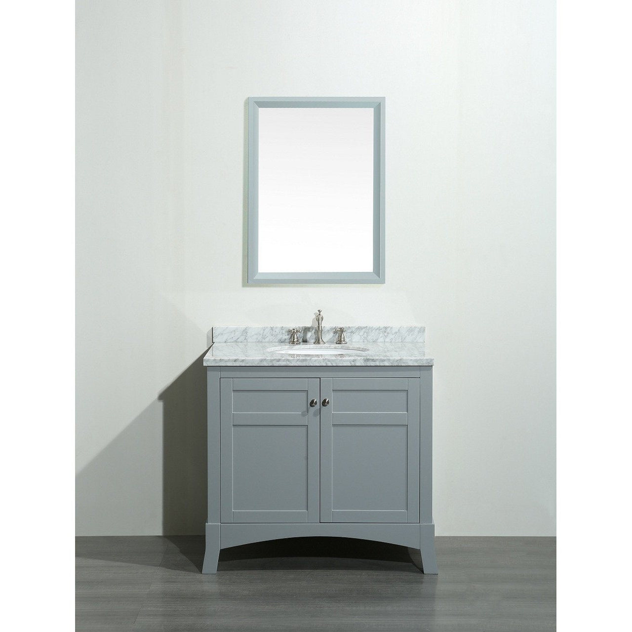 Eviva New York 30" Grey Vanity, with White Marble Carrera Counter-top, & Sink Vanity Eviva 