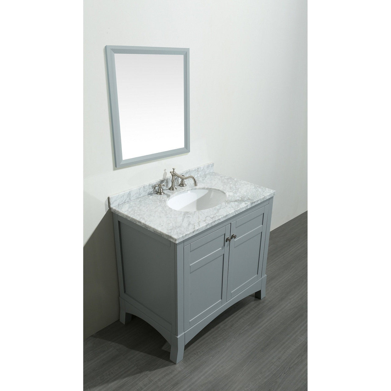 Eviva New York 30" Grey Vanity, with White Marble Carrera Counter-top, & Sink Vanity Eviva 