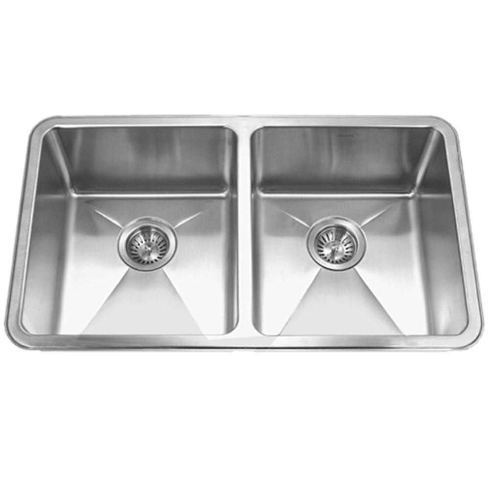 Houzer Nouvelle Series 25mm Radius Undermount Stainless Steel 50/50 Double Bowl Kitchen Sink Kitchen Sink - Undermount Houzer 