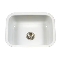 Thumbnail for Houzer WH Porcela Series Porcelain Enamel Steel Undermount Single Bowl Kitchen Sink, White Kitchen Sink - Undermount Houzer 