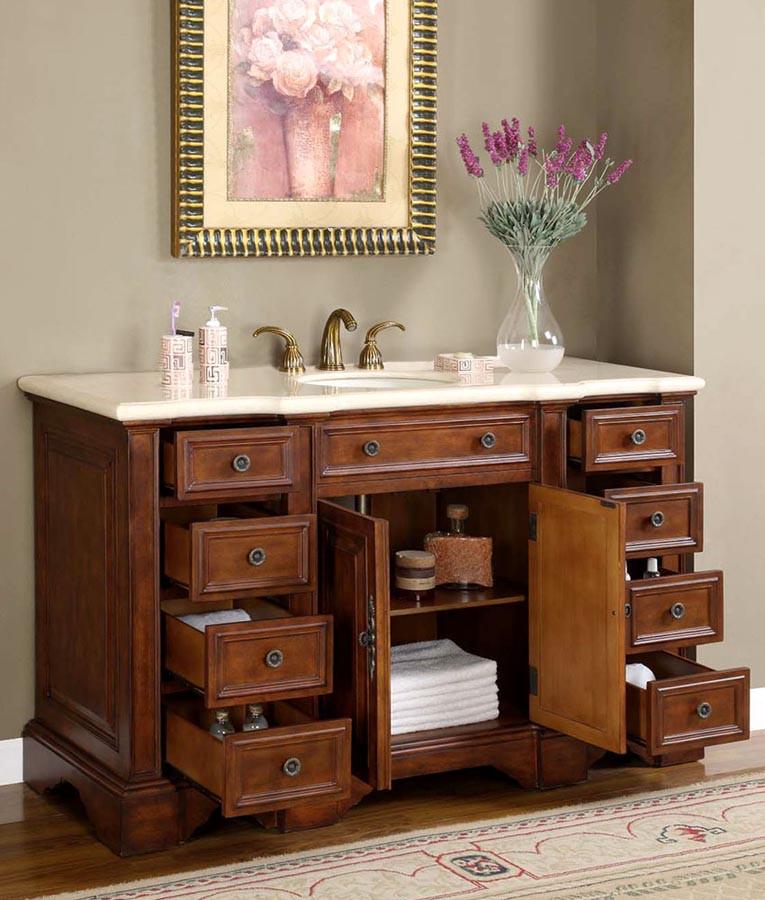 Silkroad 58.5" Traditional Single Sink Bathroom Vanity Vanity Silkroad Exclusive 