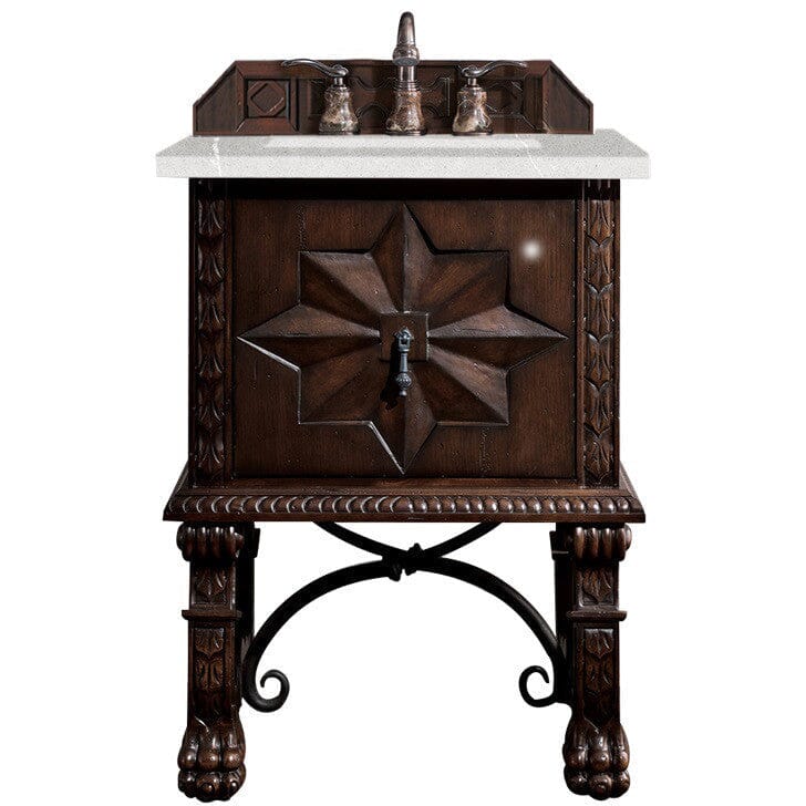 James Martin Balmoral 26" Single Vanity Vanity James Martin Antique Walnut w/ 3 CM Eternal Serena Quartz Top 