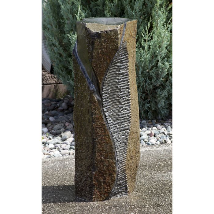 Real Stone Fountains ABBC925 Basalt Fountain Kit - Special Carving Swirl Cut Fountain Blue Thumb 