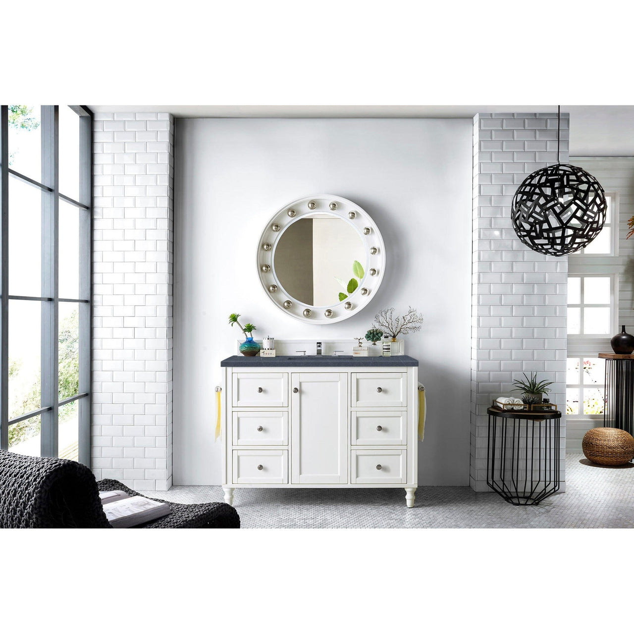 James Martin Copper Cove Encore 48" Single Vanity Vanity James Martin Bright White w/ 3 CM Charcoal Soapstone Quartz Top 