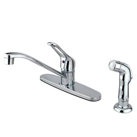 Kingston Brass Wyndham Centerset with Single Loop Handle and Side Sprayer, Chrome Kitchen Faucet Kingston Brass 