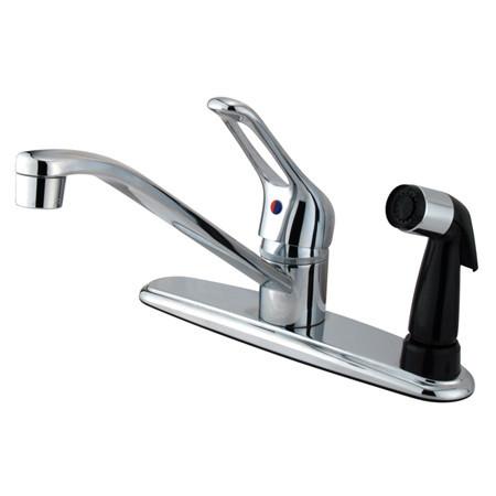 Kingston Brass Wyndham Centerset with Single Loop Handle and Deck Sprayer, Chrome Kitchen Faucet Kingston Brass 