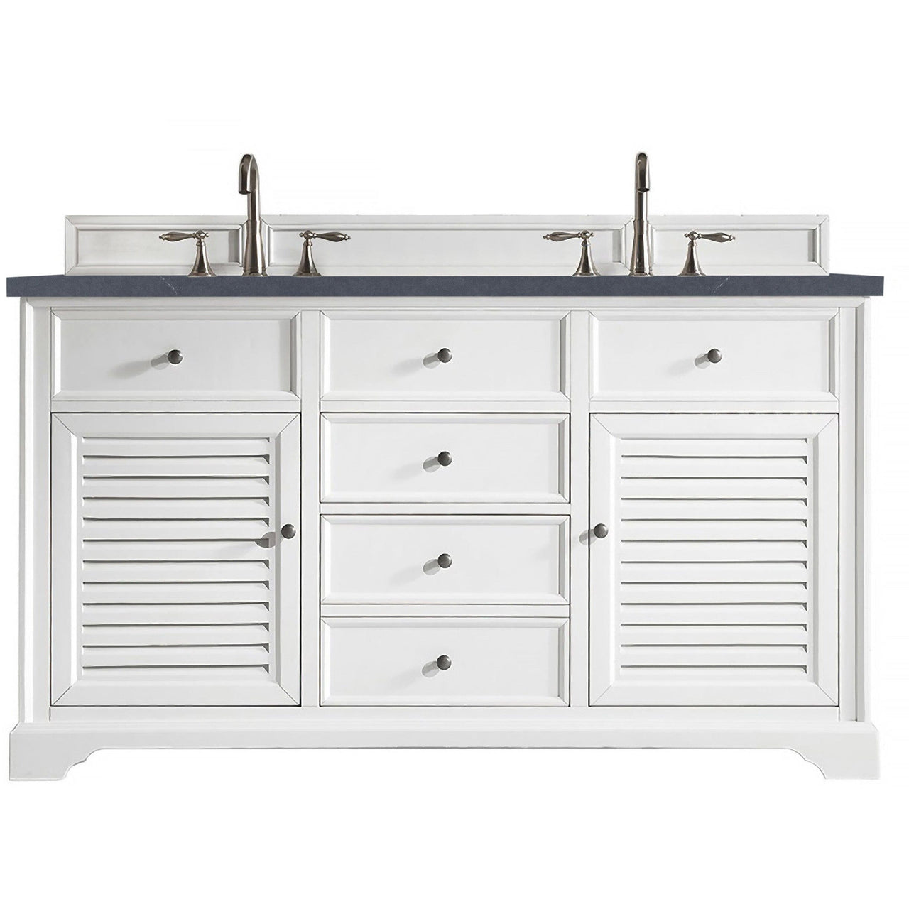 James Martin Savannah 60" Double Vanity Vanity James Martin Bright White w/ 3 CM Charcoal Soapstone Quartz Top 