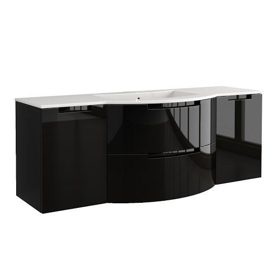 Latoscana Oasi 57" Black Glossy Bathroom Vanity OA57OPT4B Vanity Latoscana 